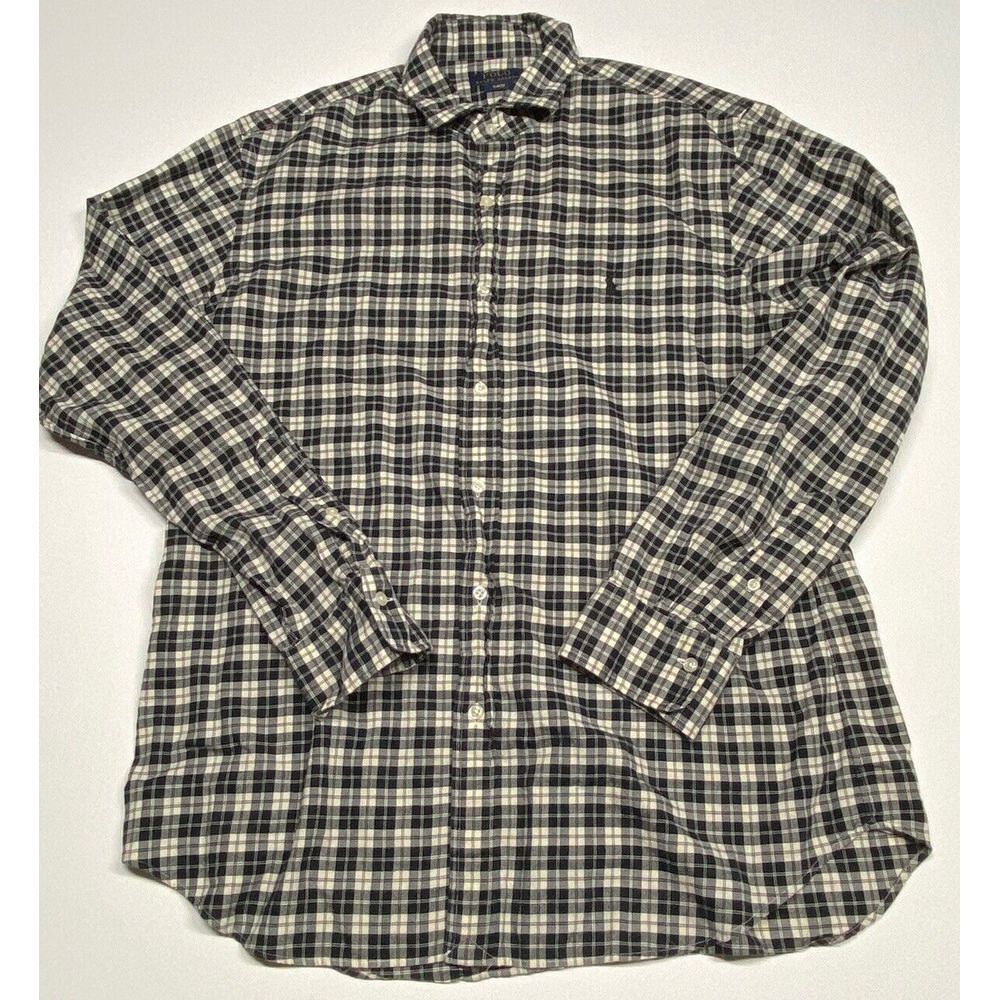 Polo Ralph Lauren Oxford Stretch Button Front Shirt‎ Men's XL Slim Plaid